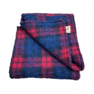 Deluxe Sherpa Fleece Lap Blanket - DOUBLE LAYERED - Red Tartan
