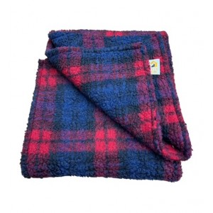 Deluxe Sherpa Fleece Lap Blanket - DOUBLE LAYERED - Red Tartan