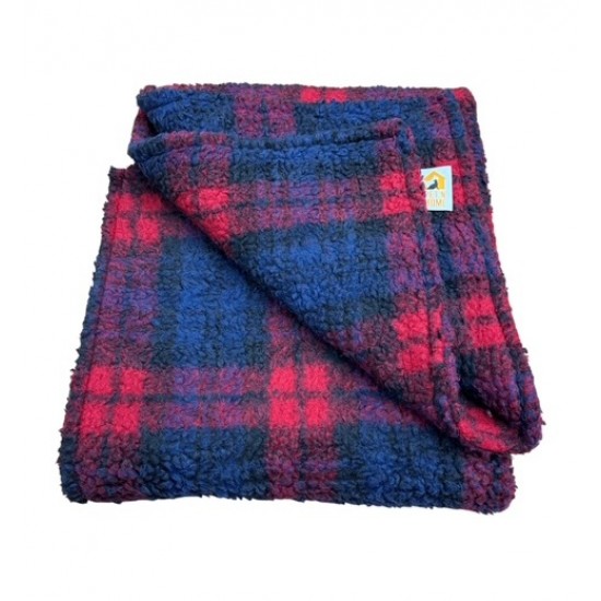 Red Tartan Double Layered Sherpa Fleece Dog Blanket
