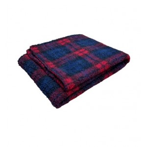 Red Tartan Double Layered Sherpa Fleece Dog Blanket
