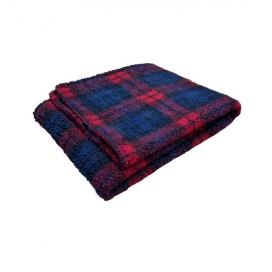 Red Tartan Double Layered Sherpa Fleece Dog Blanket