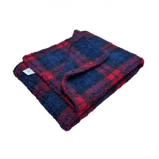 Red Tartan Double Layered Sherpa Fleece Dog Blanket