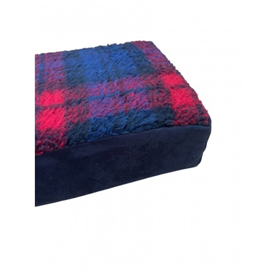 Cat Window Bed -  Red Tartan Sherpa