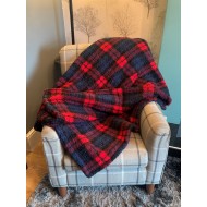 Deluxe Sherpa Fleece Lap Blanket - DOUBLE LAYERED - Red Tartan