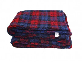 Red Tartan Sherpa Fleece Dog Blanket  DOUBLE LAYERS FOR EXTRA COMFORT