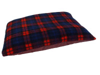 Fleece Dog Bed Cushion With Waterproof Base - Red Tartan