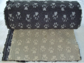 PnH Veterinary Bedding - NON SLIP - By The Roll - Charcoal with Grey Paws