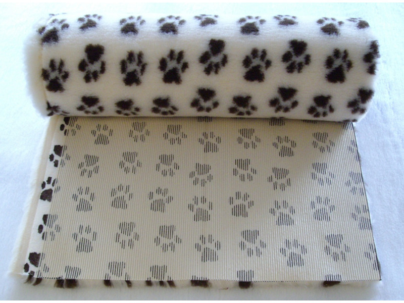 PnH Veterinary Bedding - NON SLIP - By The Roll - Cream with Brown Paws