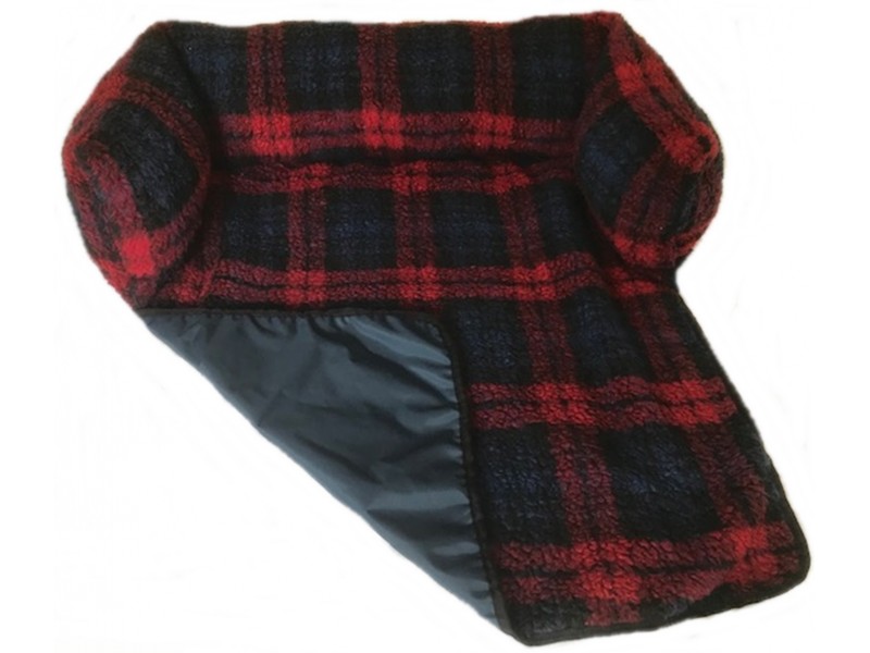 Sofa Dog Bed - Red Tartan with Waterproof Base