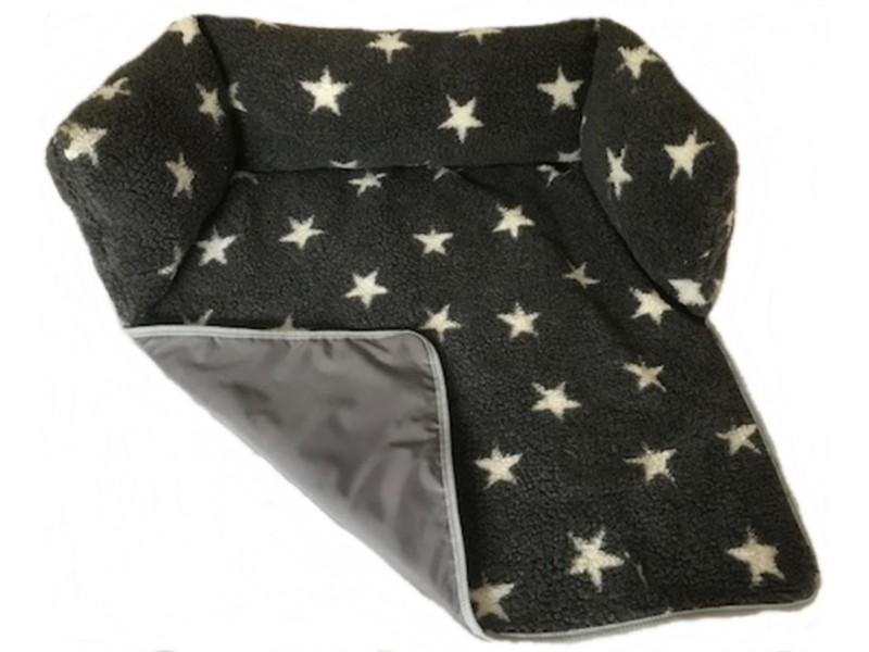 Sofa Dog Bed - Charcoal, White Stars with Waterproof Base