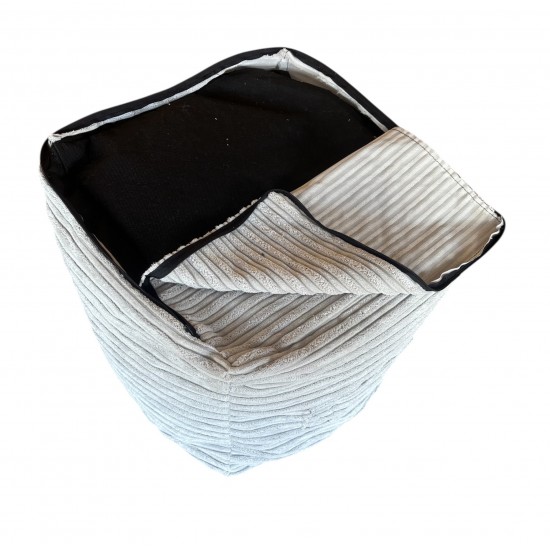 Cube Beanbag - Plush Jumbo Cord - Silver Shark