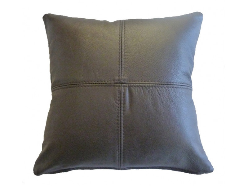 Real Leather Scatter Cushion - Small 37cm x 37cm - Brown - COMPLETE WITH HOLLOW FIBRE FILLED INNER