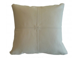 Real Leather Scatter Cushion - Small 37cm x 37cm - Cream - COMPLETE WITH HOLLOW FIBRE FILLED INNER