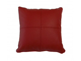 Real Leather Scatter Cushion - Small 37cm x 37cm - Red - COMPLETE WITH HOLLOW FIBRE FILLED INNER