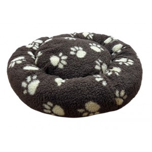 Donut Snuggle Bed - Anti Anxiety Calming Dog Bed - Brown with Cream Paws Donut Snuggle Bed - Anti Anxiety Calming Dog Bed - Brown with Cream Paws