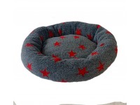 Donut Snuggle Bed - Anti Anxiety Calming Dog Bed - Grey / Red Stars