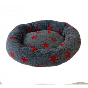 Donut Snuggle Bed - Anti Anxiety Calming Dog Bed - Grey / Red Stars Donut Snuggle Bed - Anti Anxiety Calming Dog Bed - Grey / Red Stars