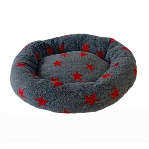 Donut Snuggle Bed - Anti Anxiety Calming Dog Bed - Grey / Red Stars Donut Snuggle Bed - Anti Anxiety Calming Dog Bed - Grey / Red Stars
