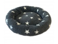 Donut Snuggle Bed - Anti Anxiety Calming Dog Bed - Grey / White Stars