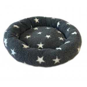Donut Snuggle Bed - Anti Anxiety Calming Dog Bed - Grey / White Stars Donut Snuggle Bed - Anti Anxiety Calming Dog Bed - Grey / White Stars