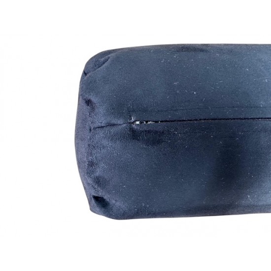 Round Bolster Cushion - Faux Suede - Black