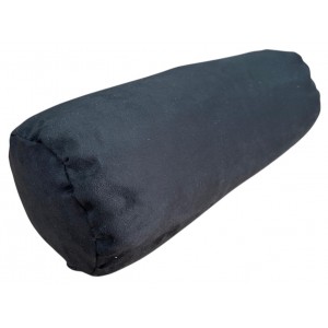 Round Bolster Cushion - Faux Suede - Black
