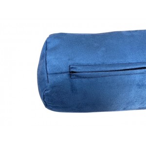 Round Bolster Cushion - Faux Suede - Denim Blue