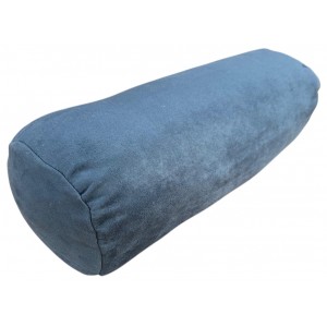 Round Bolster Cushion - Faux Suede - Denim Blue