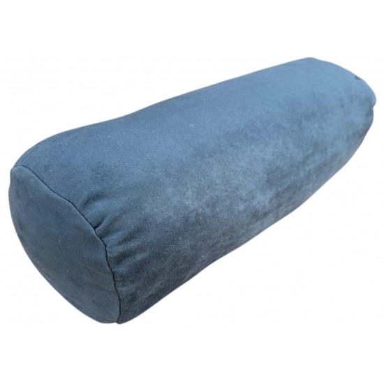 Round Bolster Cushion - Faux Suede - Denim Blue