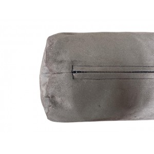 Round Bolster Cushion - Faux Suede - Brown