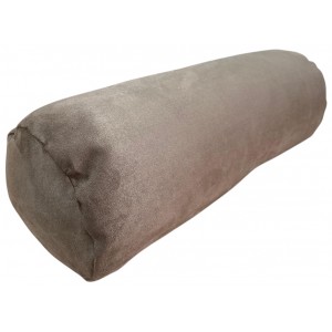Round Bolster Cushion - Faux Suede - Brown
