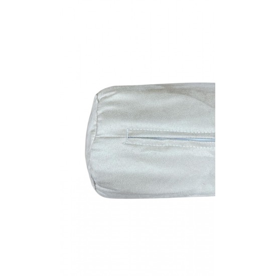 Round Bolster Cushion - Faux Suede - Cream