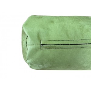 Round Bolster Cushion - Faux Suede - Olive Green