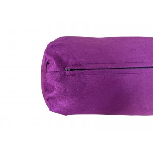 Round Bolster Cushion - Faux Suede - Aubergine Purple