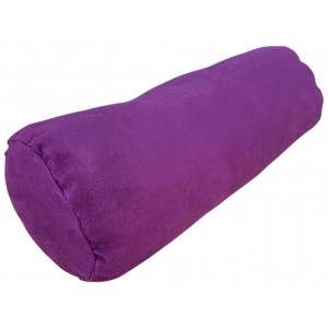 Round Bolster Cushion - Faux Suede - Aubergine Purple