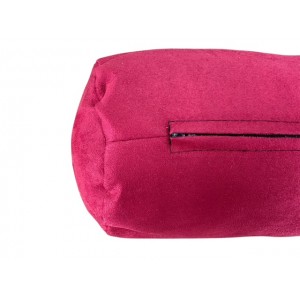 Round Bolster Cushion - Faux Suede - Crimson Red