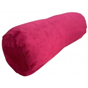 Round Bolster Cushion - Faux Suede - Crimson Red