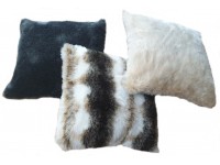 Faux Fur Scatter Cushion - Striped Wolf - 45cm x 45cm - COMPLETE WITH HOLLOW FIBRE FILLED INNER
