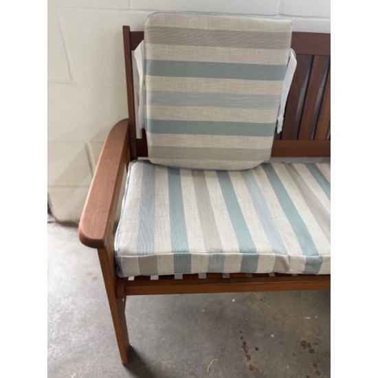 4ft Clearance Bench Cushion Set with Back Pads - Turquoise Stripe