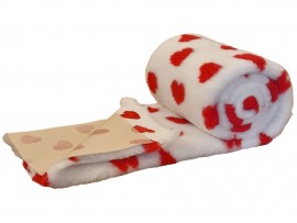 PnH Veterinary Bedding - NON SLIP - By The Roll - White with Red Hearts